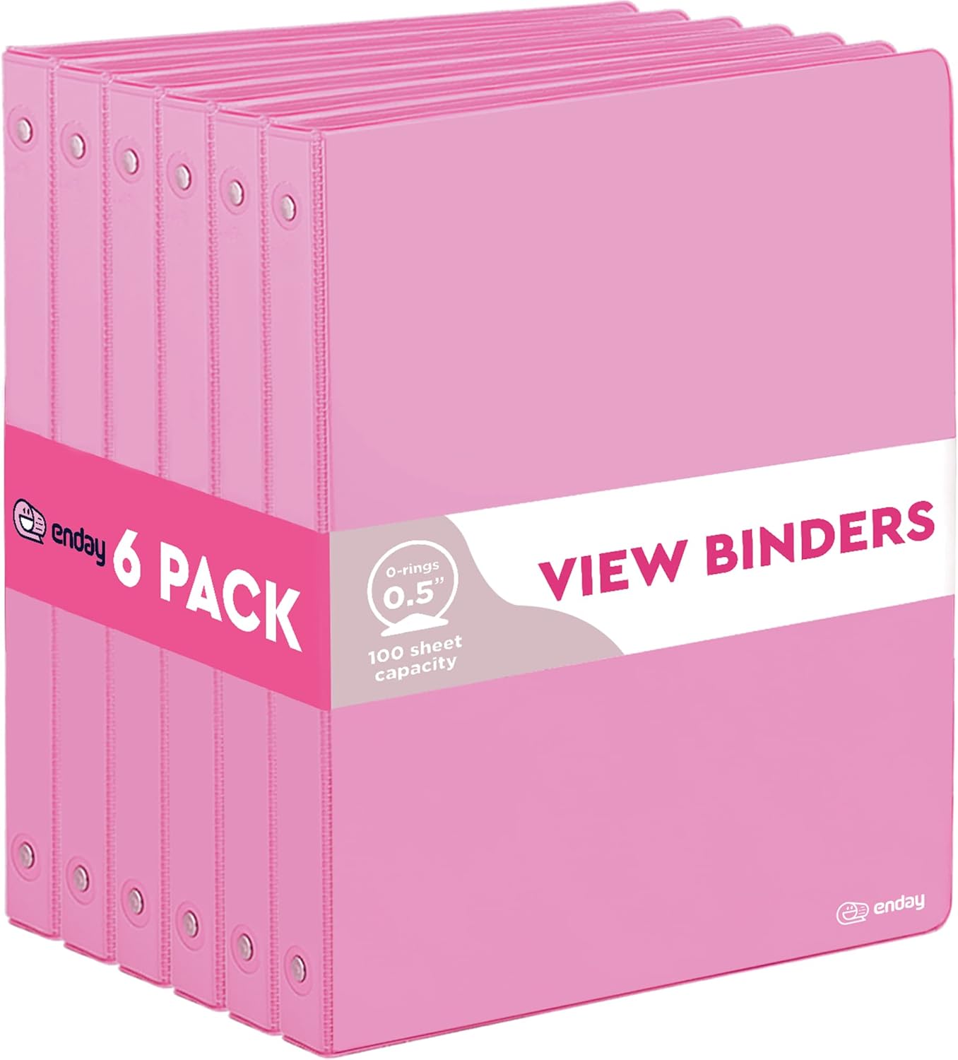 Enday 1 Inch Binder (6 Pack - Grey) 3 Ring Binder 1 inch with Clear View Cover and 2 Inside Pocket - for Letter Size 8.5 x 11'' Paper, Ideal for School Supplies, Office, and Home
