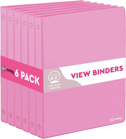 Enday 1 Inch Binder (6 Pack - Grey) 3 Ring Binder 1 inch with Clear View Cover and 2 Inside Pocket - for Letter Size 8.5 x 11'' Paper, Ideal for School Supplies, Office, and Home