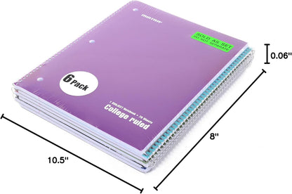 Mintra Office Spiral Notebooks, Wirebound, Journals for School, Work, Business, Aesthetic Stationery, Writing Pads, Teacher & Student Supplies (6, Pastel, College)