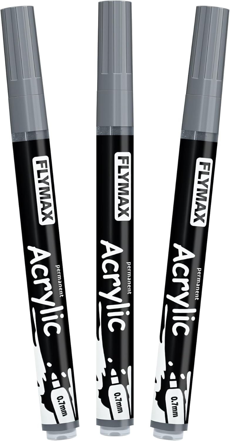 FLYMAX Gold Marker Paint Pens - Permanent Marker Pens Gold Acrylic Paint Water-Based 0.7mm Fine Tip Waterproof Quick-Drying (3 in 1Pack)