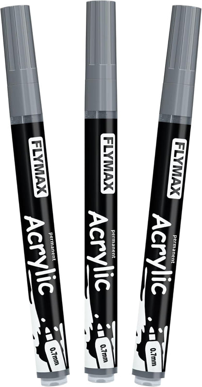 FLYMAX Gold Marker Paint Pens - Permanent Marker Pens Gold Acrylic Paint Water-Based 0.7mm Fine Tip Waterproof Quick-Drying (3 in 1Pack)