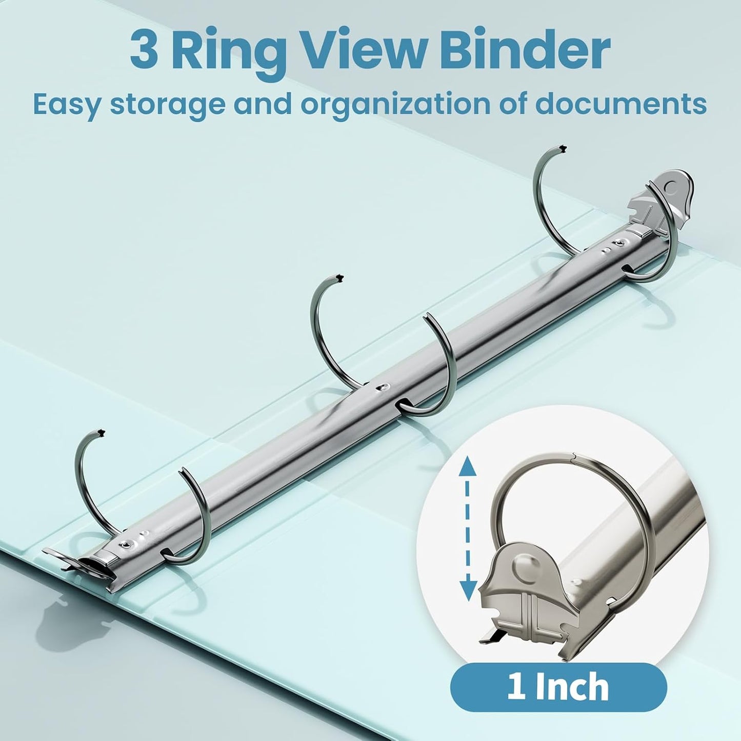 SUNEE 3 Ring Binder 3 Inch 1 Pack, Clear View Binder Three Ring PVC-Free (Fit 8.5x11 Inches) for School or Office Supplies, Pink