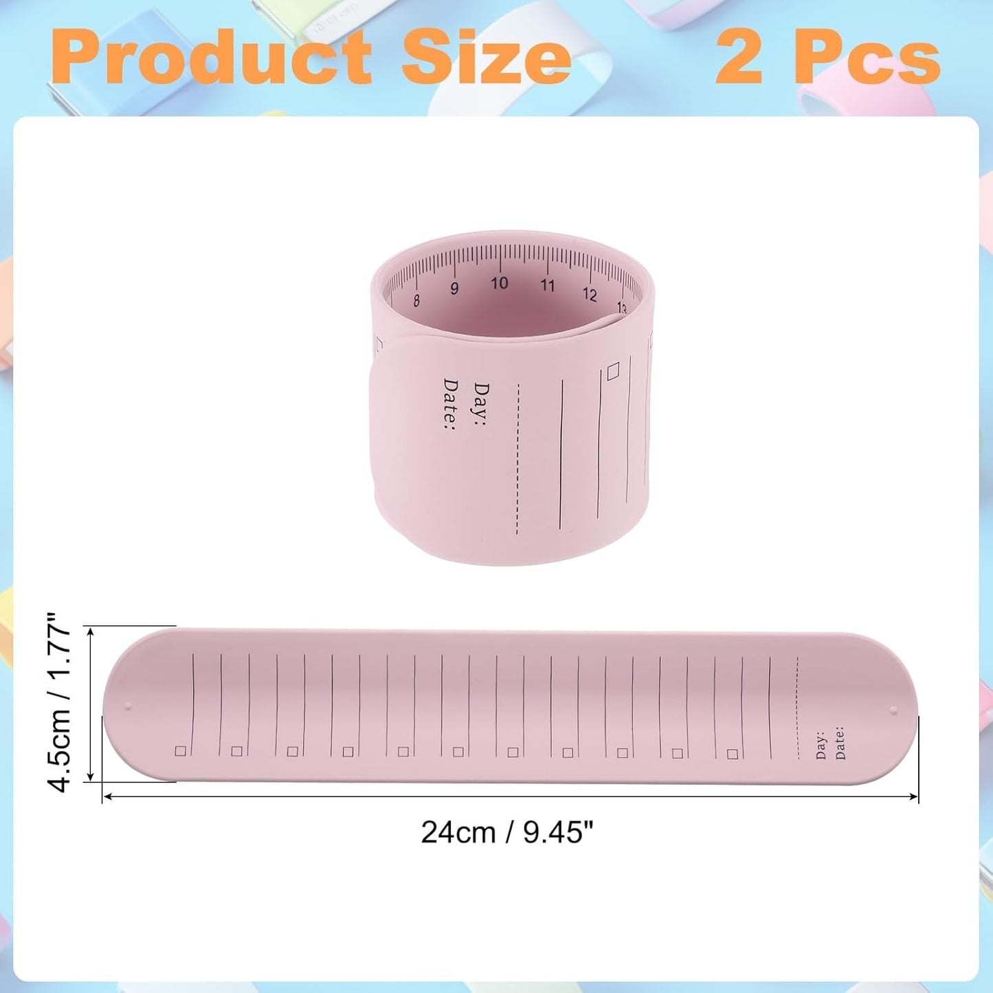 uxcell 2Pcs Writable Wrist Band, 9.45" x 1.18" Waterproof Slap Bracelet Reusable Writable Erasable to Do List Silicone Memo Wrist Bands for Planner Reminder (White)