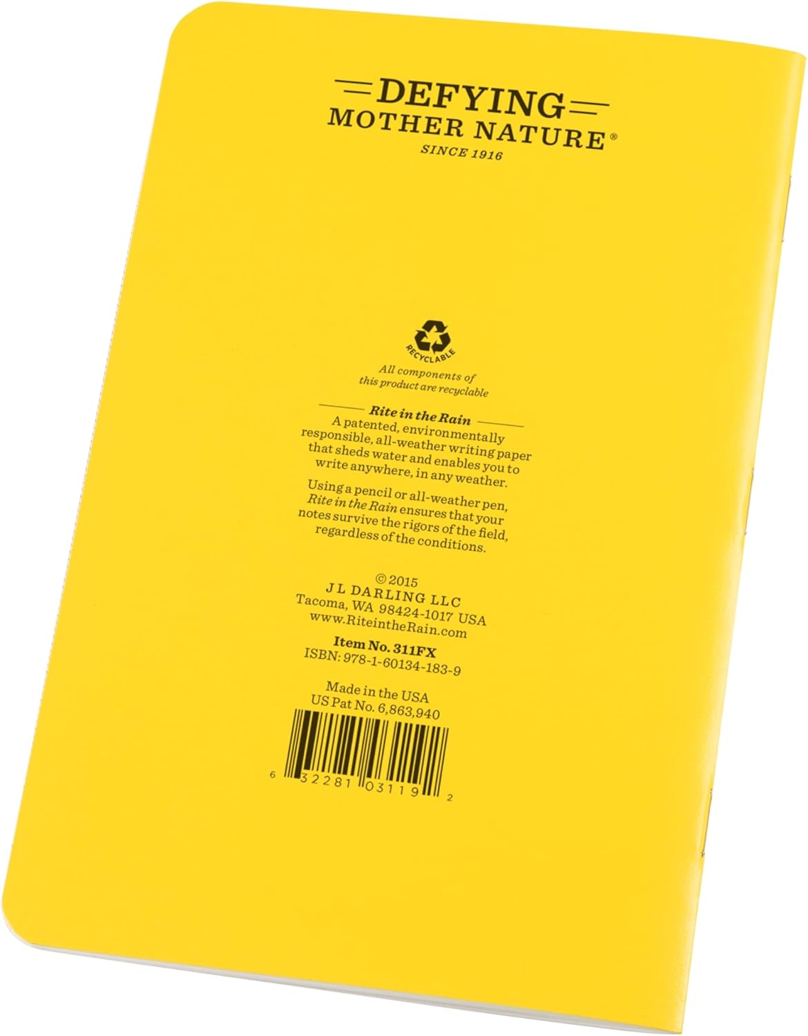 Rite In The Rain Weatherproof Stapled Notebook, 4.625" x 7", Orange Cover, Universal Pattern, 3 Pack (No. OR71FX)