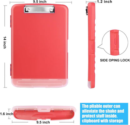 Red Plastic Clipboard with Storage,TFDLCG zm High Capacity Clip Boards 8.5x11,A4 Binder Nursing Clipboard Folder Heavy Duty for Women Teachers Work,School Office