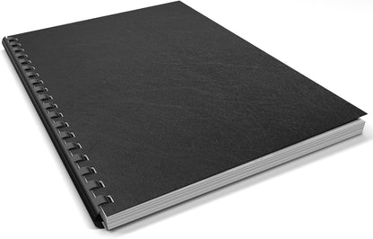 Binditek 100 Pack 16 Mil Leather-Textured Heavyduty Polycovers, Plastic Binding Presentation Covers, Letter Size, 8-1/2 x 11", Square Corners, Un-Punched, Black