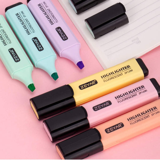 ZEYAR Highlighter, Chisel Tip Marker Pen, AP Certified, Assorted Colors, Water Based, Quick Dry (6 Candy Colors)