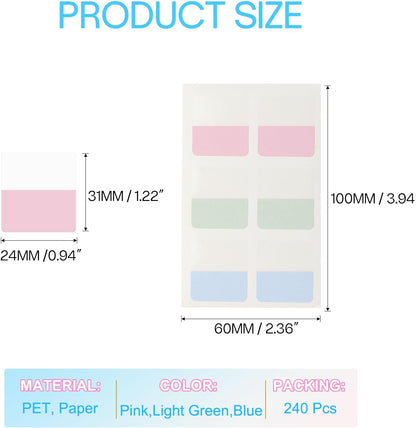 PATIKIL Clear Index Sticky Tabs, 240 Pcs Large Transparent Sticky Notes Bookmarks Planner Stickers Page Tabs for Office Notebooks File Folder Ledger Book, Gradient Purple