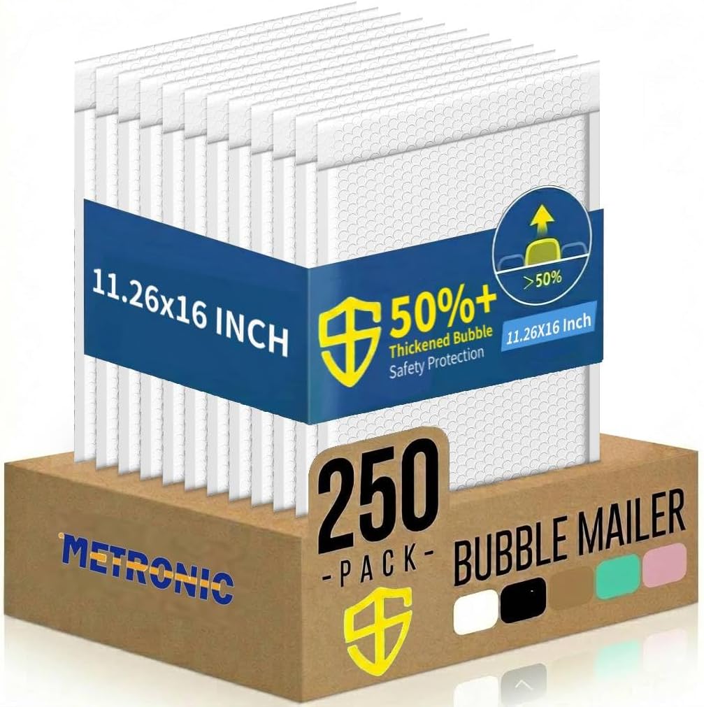 Metronic Bubble Mailers 8.5x12" 40 Pack Black Padded Envelopes Usable Size 8.5 x 11" Strong Adhesion Bubble Envelopes Medium Mailing Envelopes Bubble Padded for Small Business Shipping Books Clothes