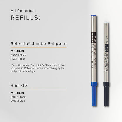 Cross Selectip Gel Rollerball Pen Refill, Medium Point, Black, 2-Pack (8523-2)