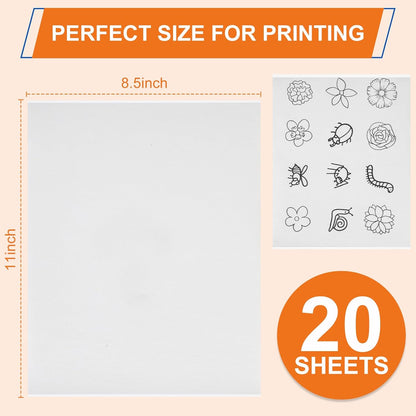 FURWEY 12PCS 8.5"x11" Wash Away Embroidery Stabilizer – Self Adhesive & Printable, Water Soluble Paper for Hand and Machine Use