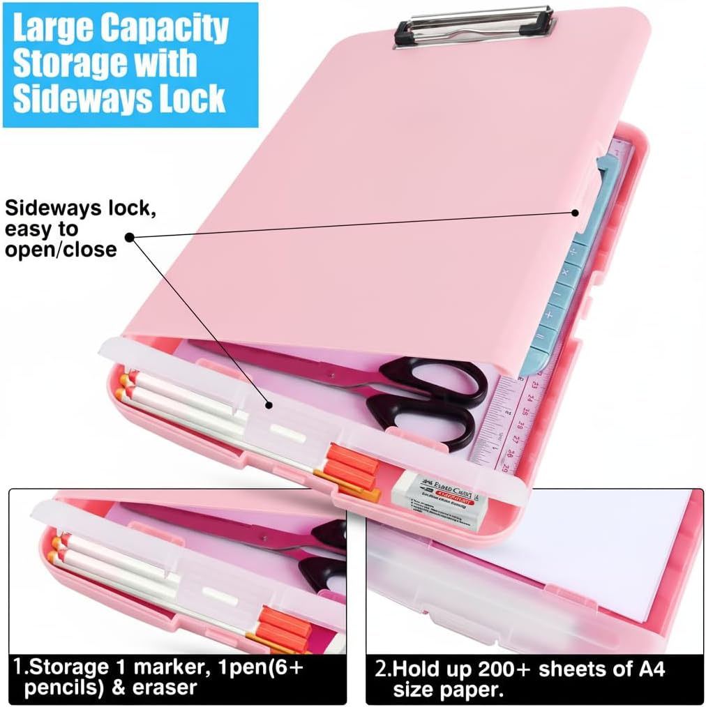 Red Plastic Clipboard with Storage,TFDLCG zm High Capacity Clip Boards 8.5x11,A4 Binder Nursing Clipboard Folder Heavy Duty for Women Teachers Work,School Office