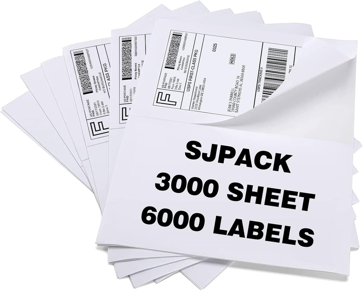 SJPACK 1000 Half Sheet Self Adhesive Shipping Labels, 8.5" x 5.5" Address Labels for Laser & Inkjet Printers(1000 labels-500 Sheet)