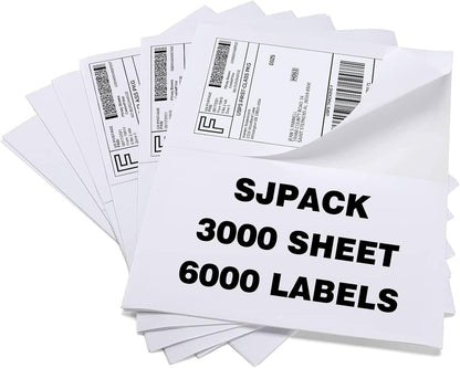 SJPACK 1000 Half Sheet Self Adhesive Shipping Labels, 8.5" x 5.5" Address Labels for Laser & Inkjet Printers(1000 labels-500 Sheet)