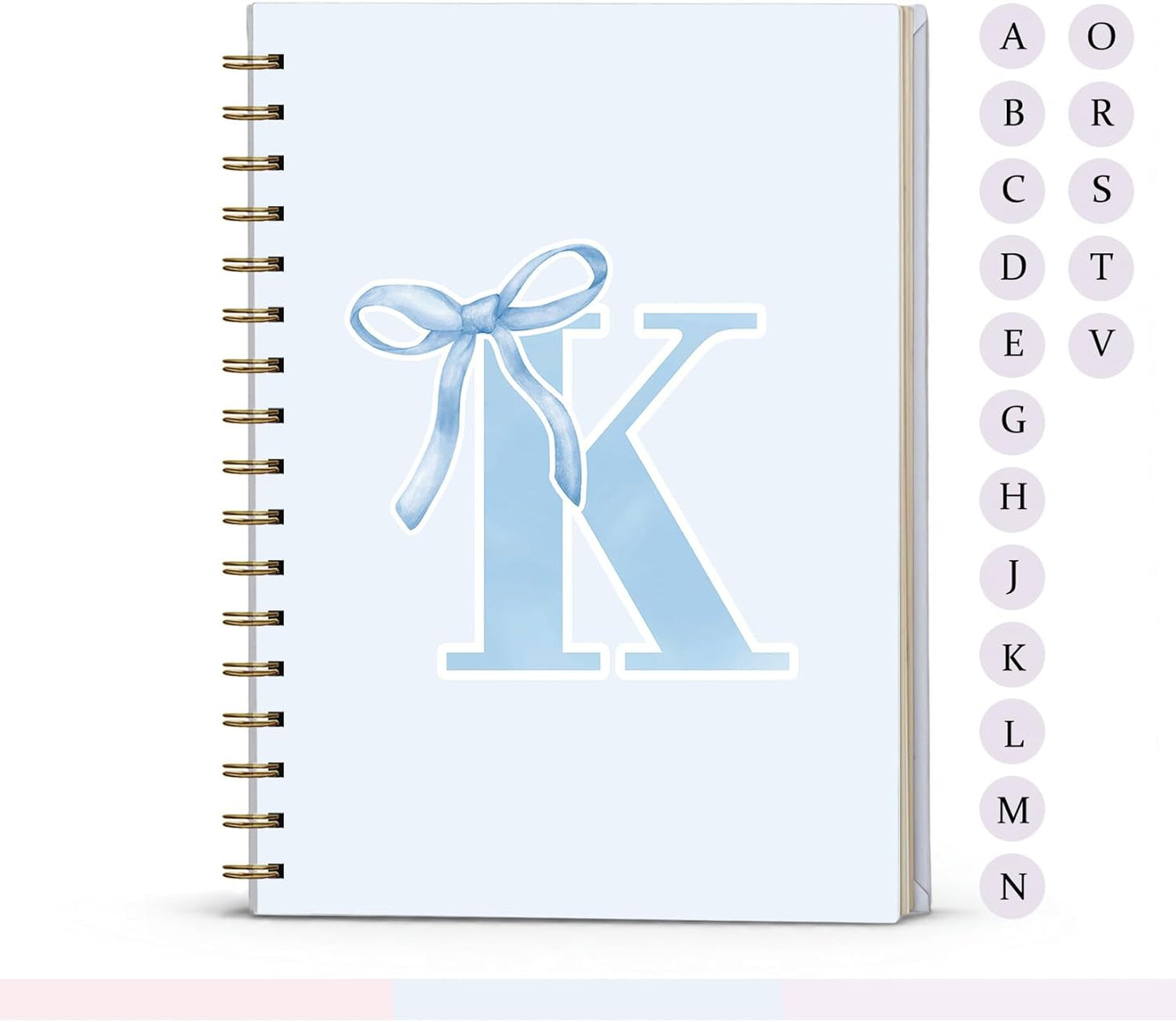 Blue Bow Journal Notebook for Girls,Initial H Journals Personalized Diary Gifts for Teen Girl Kids,Monogrammed Gifts for Women,Trendy Coquette Cute Hardcover Spiral Notebook 5.5 x 8.3 - Colors A