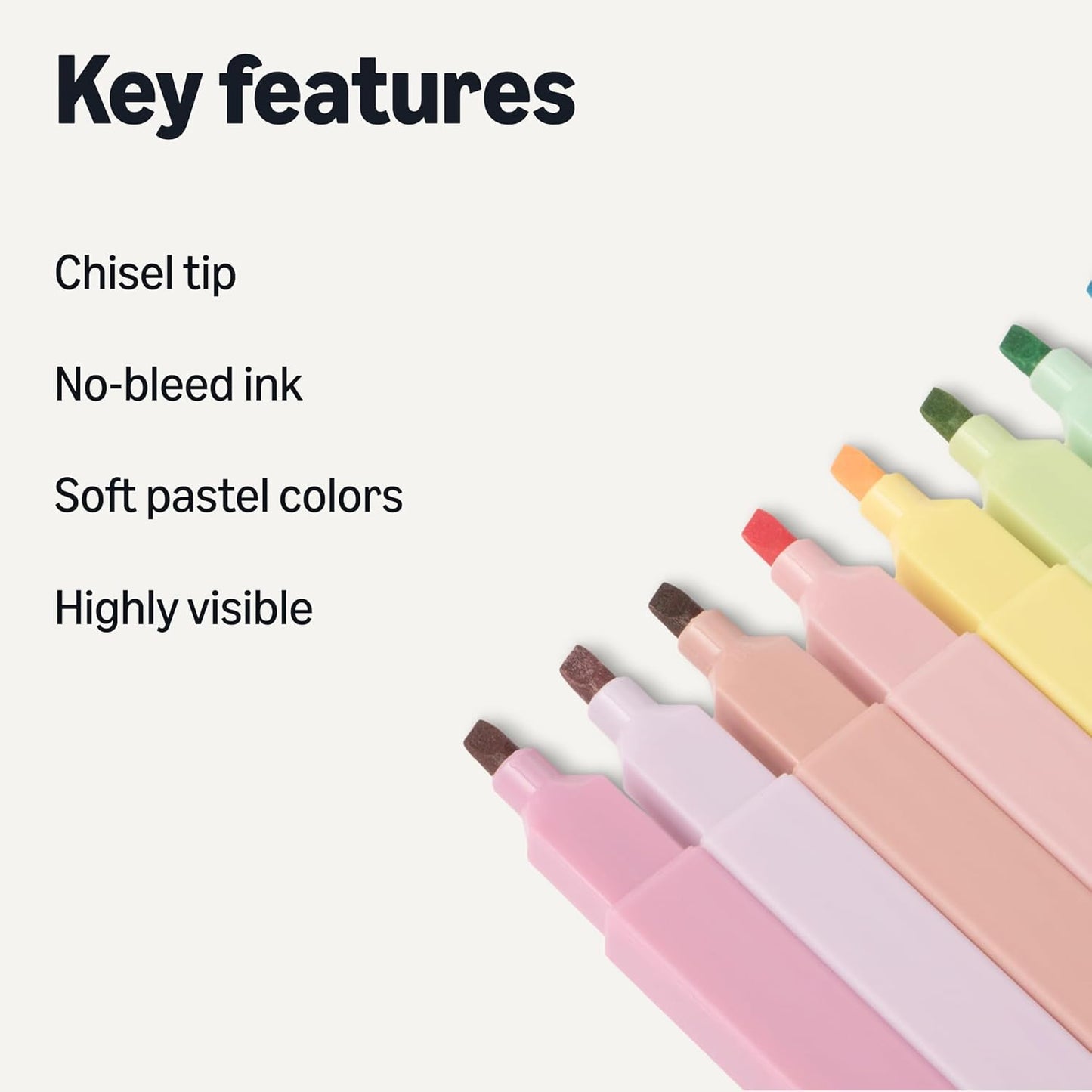 Amazon Basics Pastel Bible Highlighters Set, No Bleed, Chisel Tip, Soft Pastel Colors, 10 Count