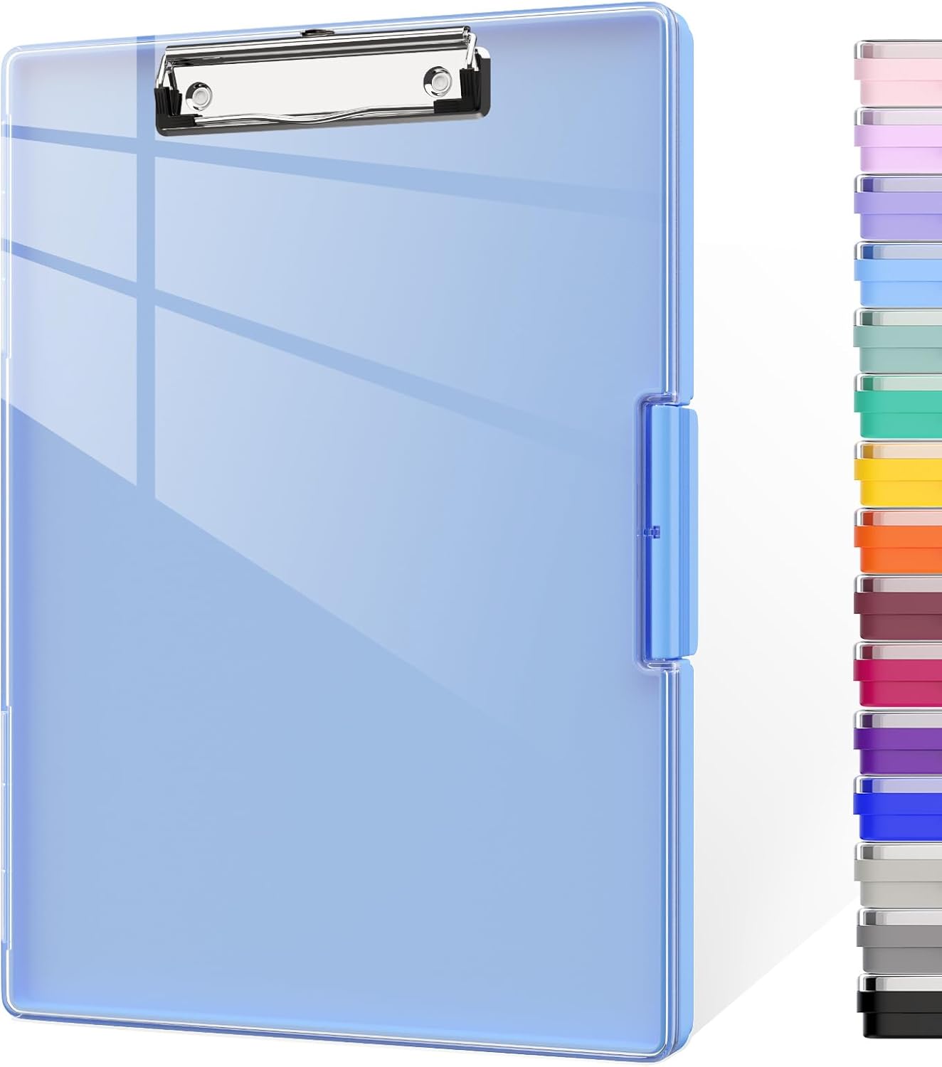 Piasoenc Clipboard with Storage, 8.5 x 11 Clip Boards with 2 Storage Case and A4 Paper Folder, Clear Dry Erase Top Panel, Heavy Duty Plastic, Folio & Side Opening, for Nurses, Teachers, Lawers,Black