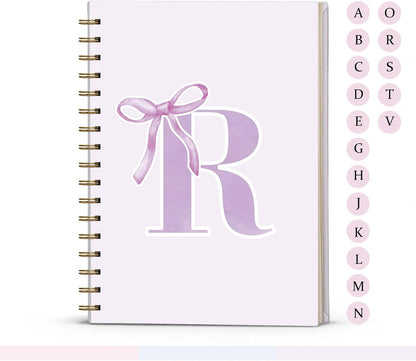 Blue Bow Journal Notebook for Girls,Initial H Journals Personalized Diary Gifts for Teen Girl Kids,Monogrammed Gifts for Women,Trendy Coquette Cute Hardcover Spiral Notebook 5.5 x 8.3 - Colors A