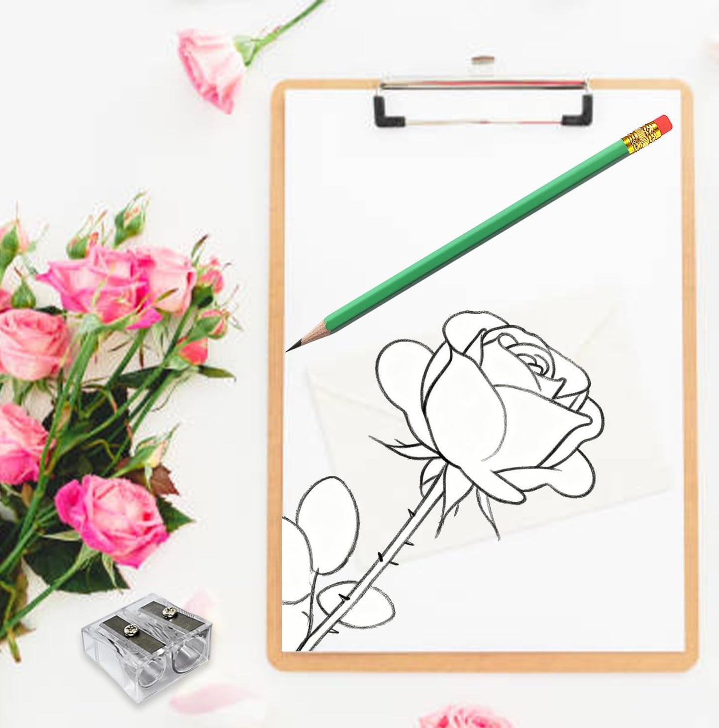 Adhere 25pcs Woodcase Pencils with Eraser Premium Pre-Sharpened Hexagon Graphite 2B pencils ideal for home, office writing including a Free Sharpener(Pink・25pcs)