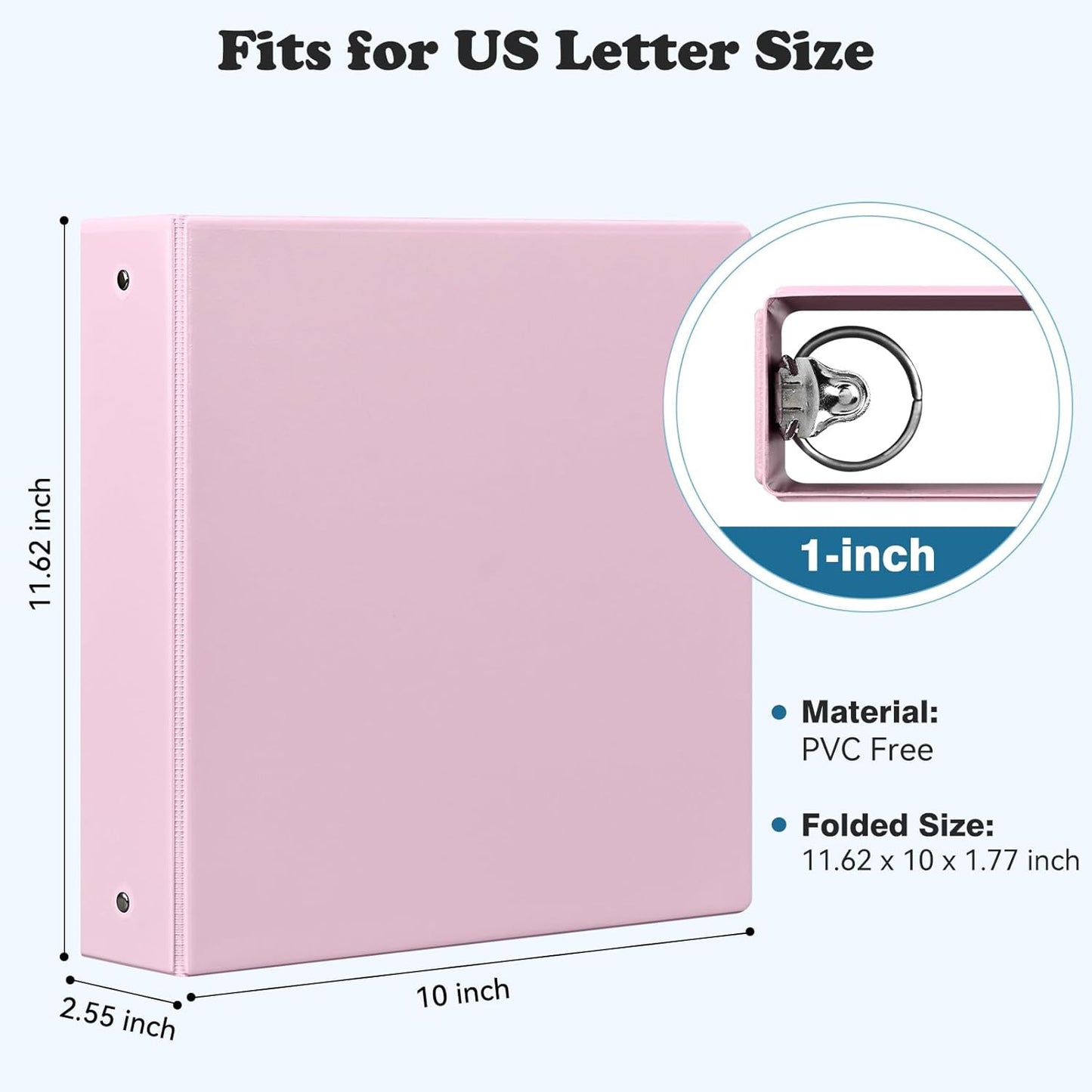 1-inch 3-Ring Binder with Pockets, Basic Binders 1'' Pastel Color Binders, Holds Letter Size 8.5'' x 11'',200 Sheet Capacity, Bundle 6 Pack for Back to School (1-Inch)
