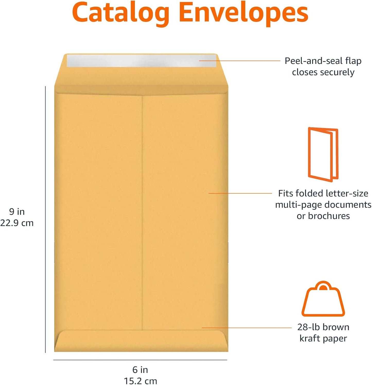 Amazon Basics Catalog Mailing Envelopes, Peel and Seal, 10 x 13 Inch, White, 100-Pack