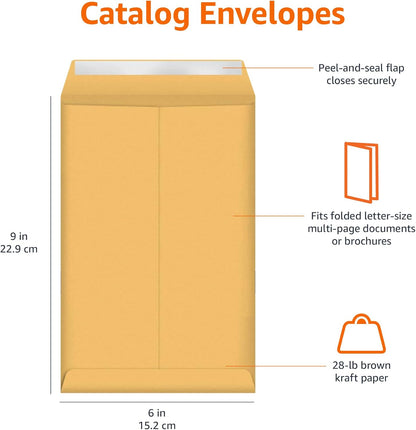 Amazon Basics Catalog Mailing Envelopes, Peel and Seal, 10 x 13 Inch, White, 100-Pack
