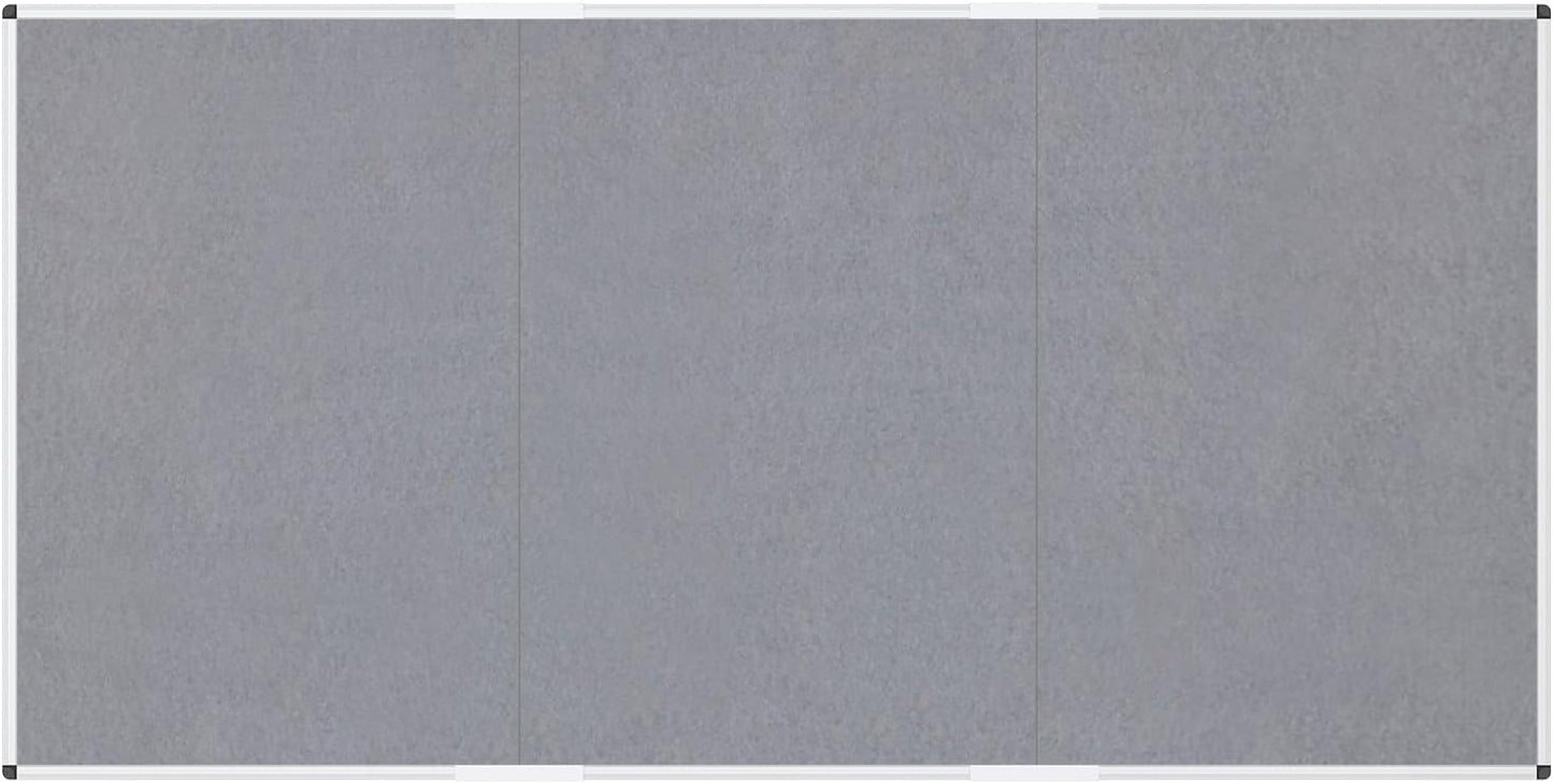 VIZ-PRO Large Fabric Bulletin Board/Foldable Notice Board Felt Gray, 60 X 48 Inches, Silver Aluminium Frame