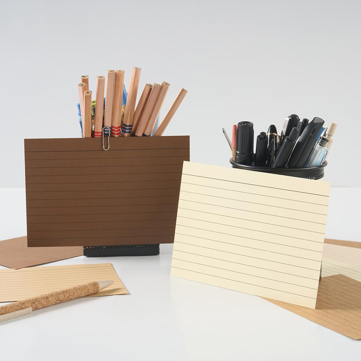 100 Sheets 3x5 Colored Ruled Note Cards Index Cards, 250 GSM Heavy Flashcards, 5 Brown