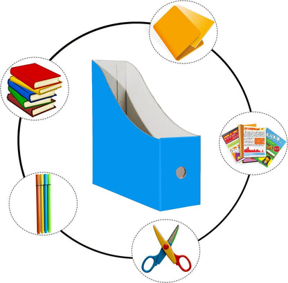 Limitliho 6 Pack Cardboard Magazine Holder for Desk, Book Bins for Classroom Library,Office,Home, 10.6" H x 10.2" L x 3.5" W in Magazine File Holder (Elegant color)