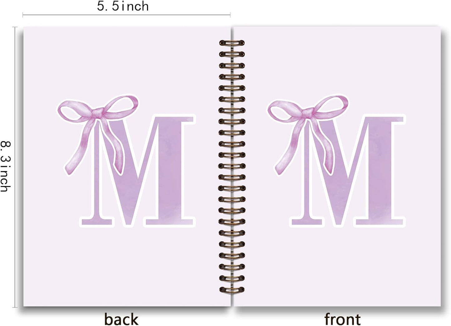 Blue Bow Journal Notebook for Girls,Initial H Journals Personalized Diary Gifts for Teen Girl Kids,Monogrammed Gifts for Women,Trendy Coquette Cute Hardcover Spiral Notebook 5.5 x 8.3 - Colors A
