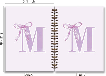 Blue Bow Journal Notebook for Girls,Initial H Journals Personalized Diary Gifts for Teen Girl Kids,Monogrammed Gifts for Women,Trendy Coquette Cute Hardcover Spiral Notebook 5.5 x 8.3 - Colors A