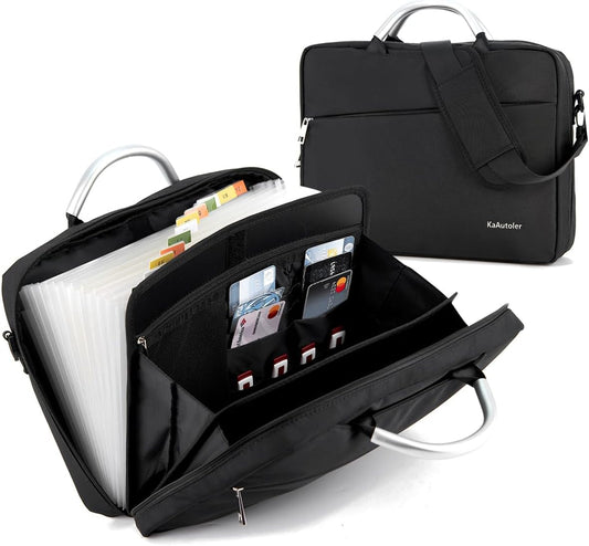 KaAutoler Accordian File Organizer with Handle,Folder with Zipper & Labels,12 Pocket Expanding File Folder