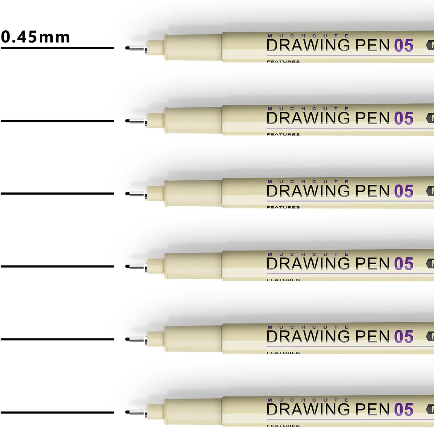 Muchcute Extra Fine Point Writing Pens:6 Black 0.25mm Ultra Thin Micron Pen 01 No Bleed Bible Journaling Study Supplies Annotation Smooth Waterproof Micro Line Tip Fineliner Gel Felt Ink Markers Stuff