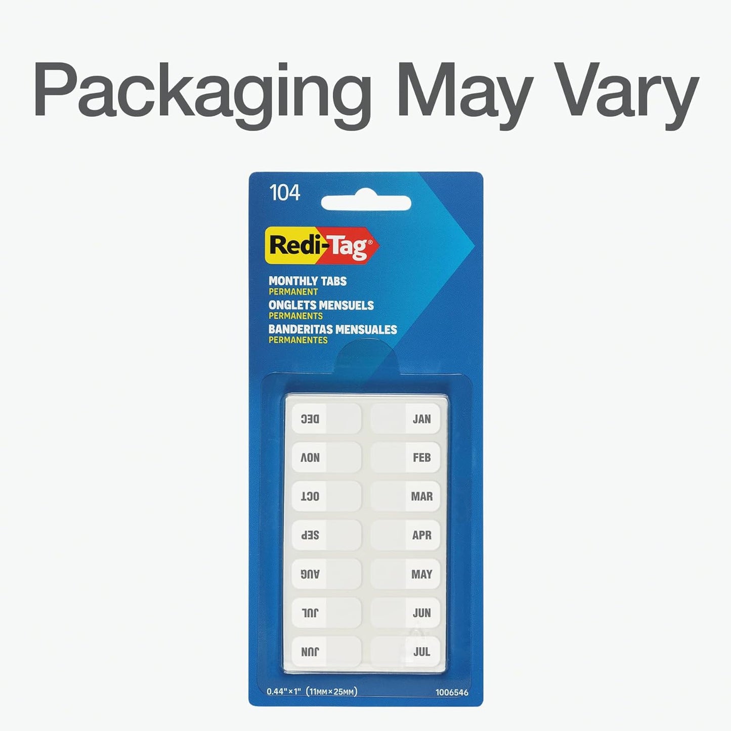 Redi-Tag Daily Adhesive Tabs, Preprinted Daily Tab, 12 Sets of 1-31 plus withBonus Blank Tabs, 7/17" x 1", Durable and Customizable Labels with Permanent Adhesive for Planners & Files, White (1006548)