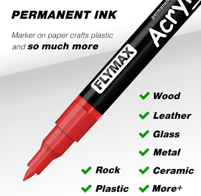 FLYMAX Gold Marker Paint Pens - Permanent Marker Pens Gold Acrylic Paint Water-Based 0.7mm Fine Tip Waterproof Quick-Drying (3 in 1Pack)