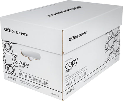 Office Depot White Copy Paper, 8 1/2in. x 11in., 20 Lb, 500 Sheets Per Ream, Case Of 10 Reams, 40402786