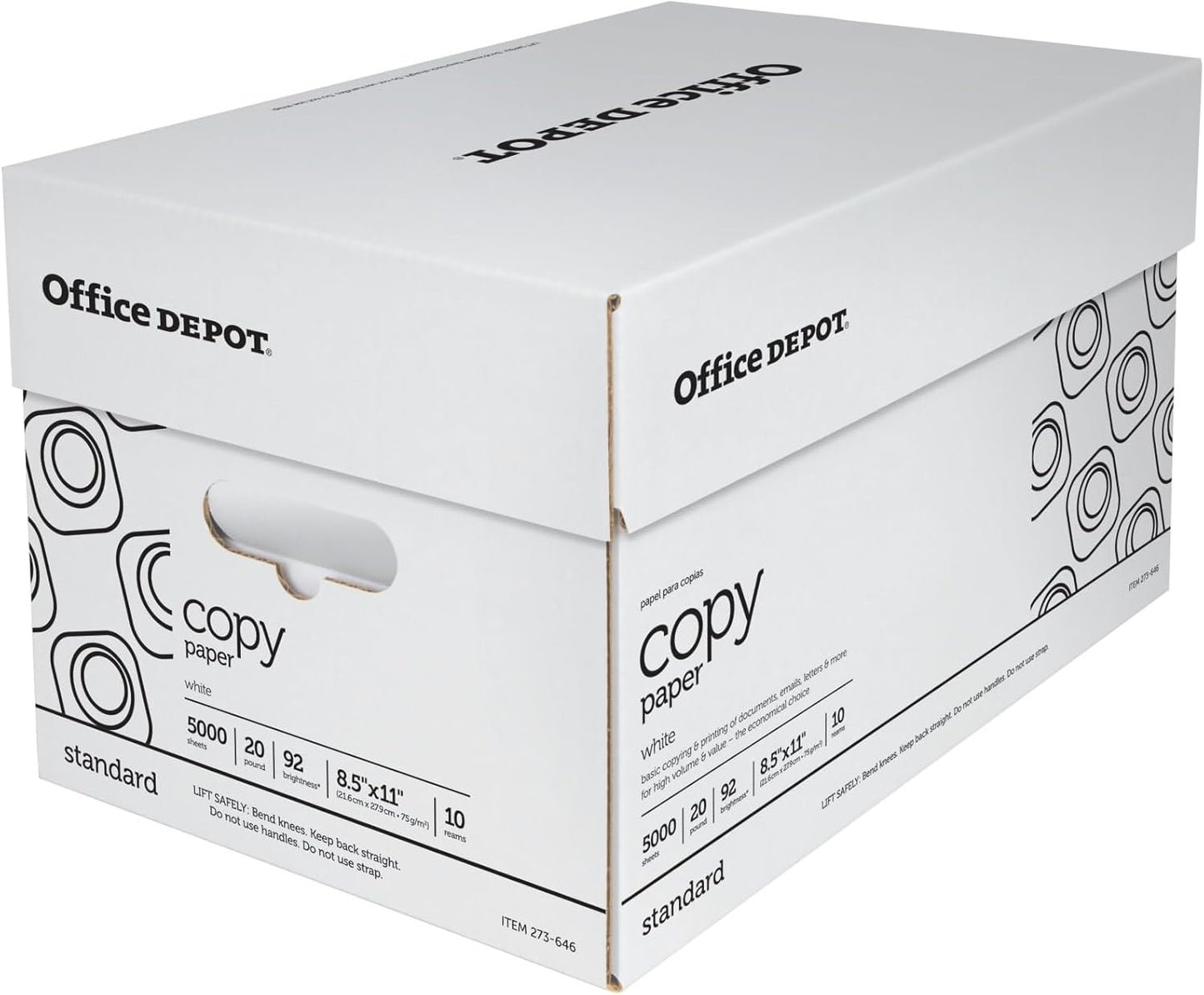Office Depot White Copy Paper, 8 1/2in. x 11in., 20 Lb, 500 Sheets Per Ream, Case Of 10 Reams, 40402786