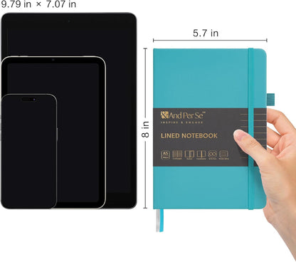 &And Per Se Lined Journal Notebook, 160 Pages, A5 5.7 x 8 inches College Ruled Thick Paper Notebook Journals for Writing, Hardcover Notebooks for Women Men Office School (1 Pack, Green) - Colors A