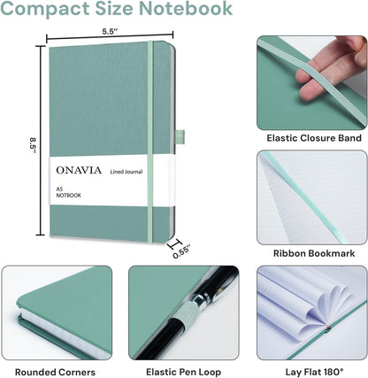 ONAVIA A5 College Ruled Notebook 3 Pack, Hardcover Lined Journals for School Notes, Study, Homework, Class Writing and Journaling, 160 Pages (80 Sheets), 5.8 x 8.3 in, Pink