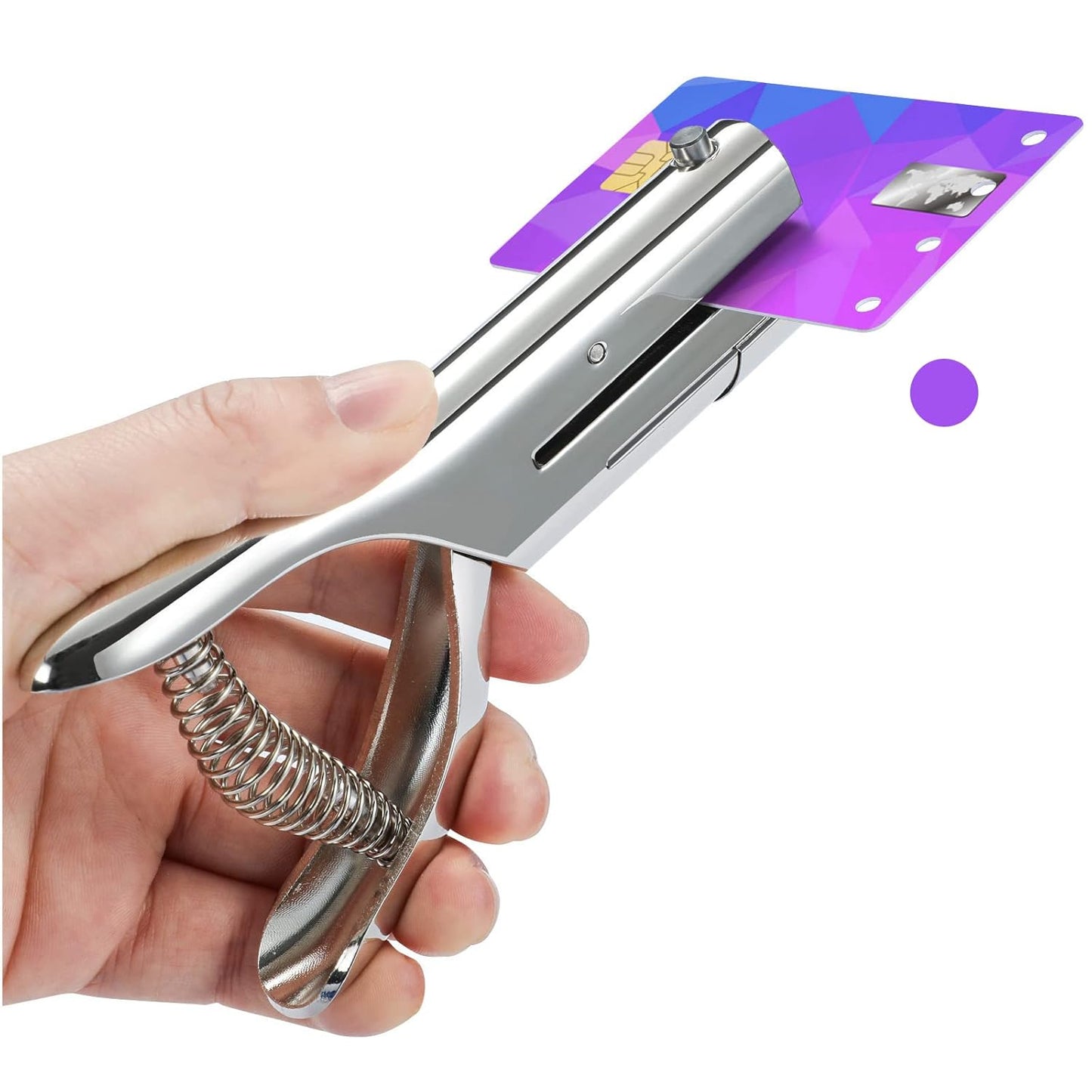 Hole Punch 2" Reach 1/4 inch Single Hole Punch,Heavy Duty Hole Puncher Single,Portable Hand Held Long Paper Punch for Paper Cards Plastic Cardboard (Silver) (1/4"-6mm Hole)