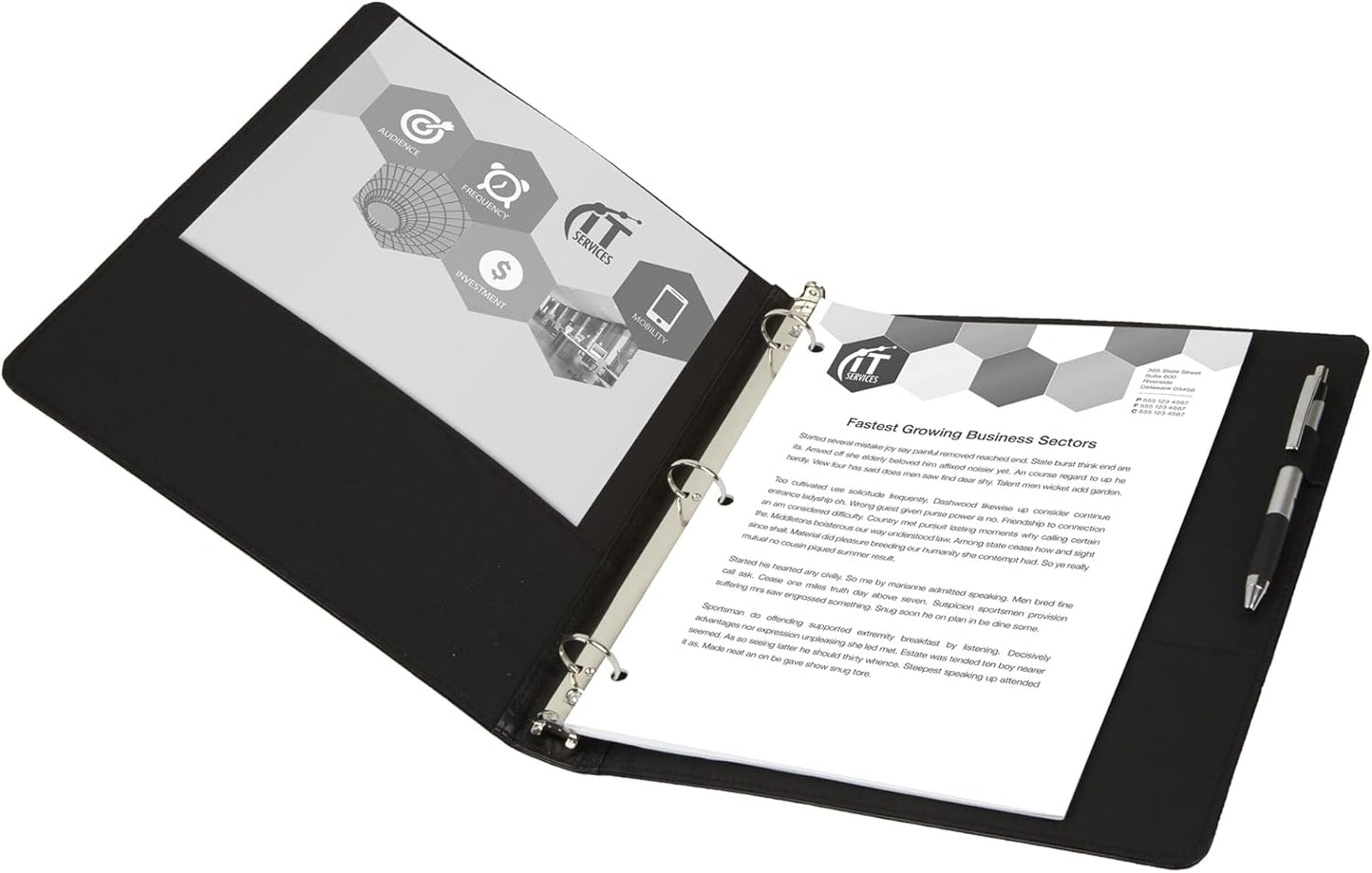 Office Depot® Brand Premium Leatherette Presentation View 3-Ring Binder, 1" Round Rings, Black