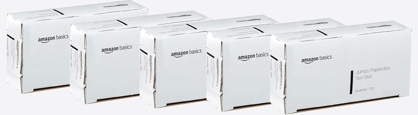 Amazon Basics No. 1 Paper Clips, Smooth, 1000 Count (10 Pack of 100), Silver