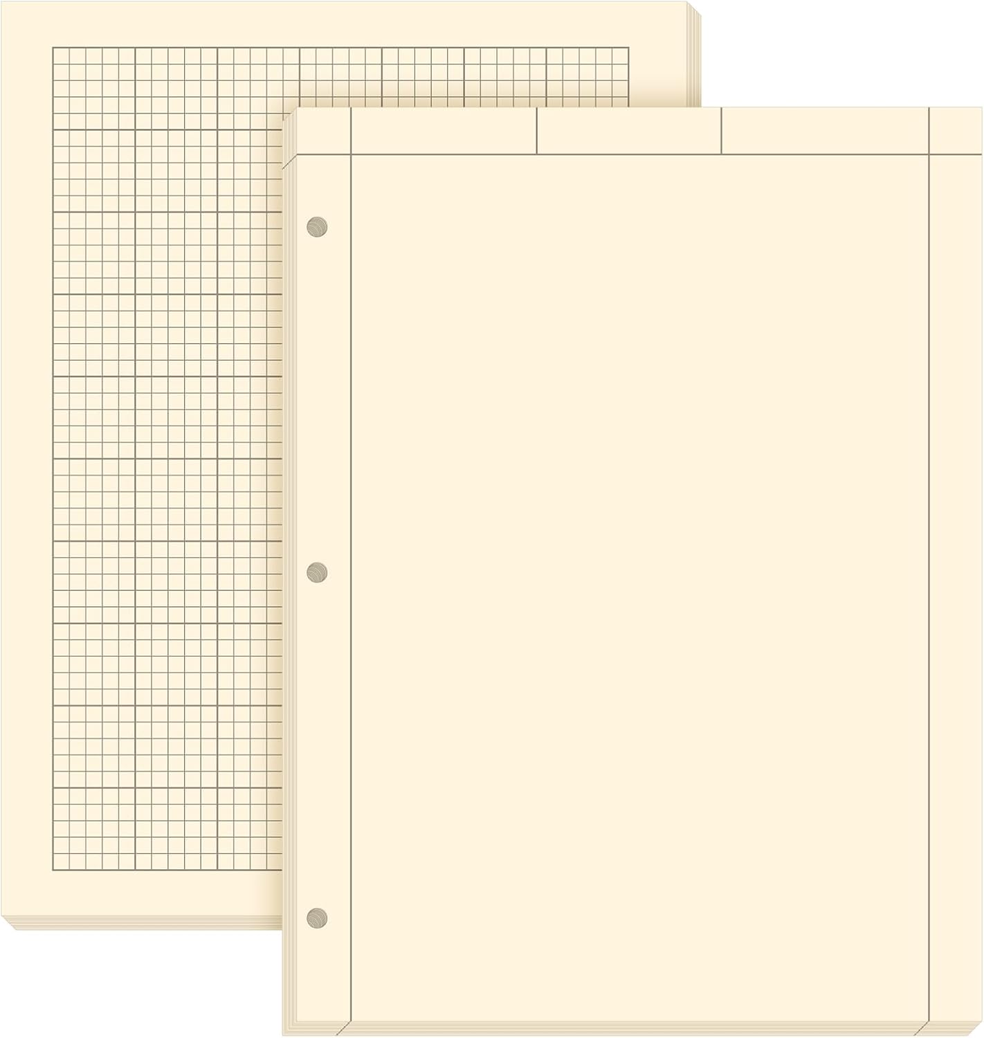 Seajan 5 Pcs Engineering Paper Notebook Engineering Computation Pad 8.5 x 11 Inches Engineer Graph Paper Notepad, 5 Squares Per Inch 3 Hole Punched Computation Pad, 100 Sheets/pack (Green)