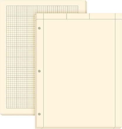 Seajan 5 Pcs Engineering Paper Notebook Engineering Computation Pad 8.5 x 11 Inches Engineer Graph Paper Notepad, 5 Squares Per Inch 3 Hole Punched Computation Pad, 100 Sheets/pack (Green)
