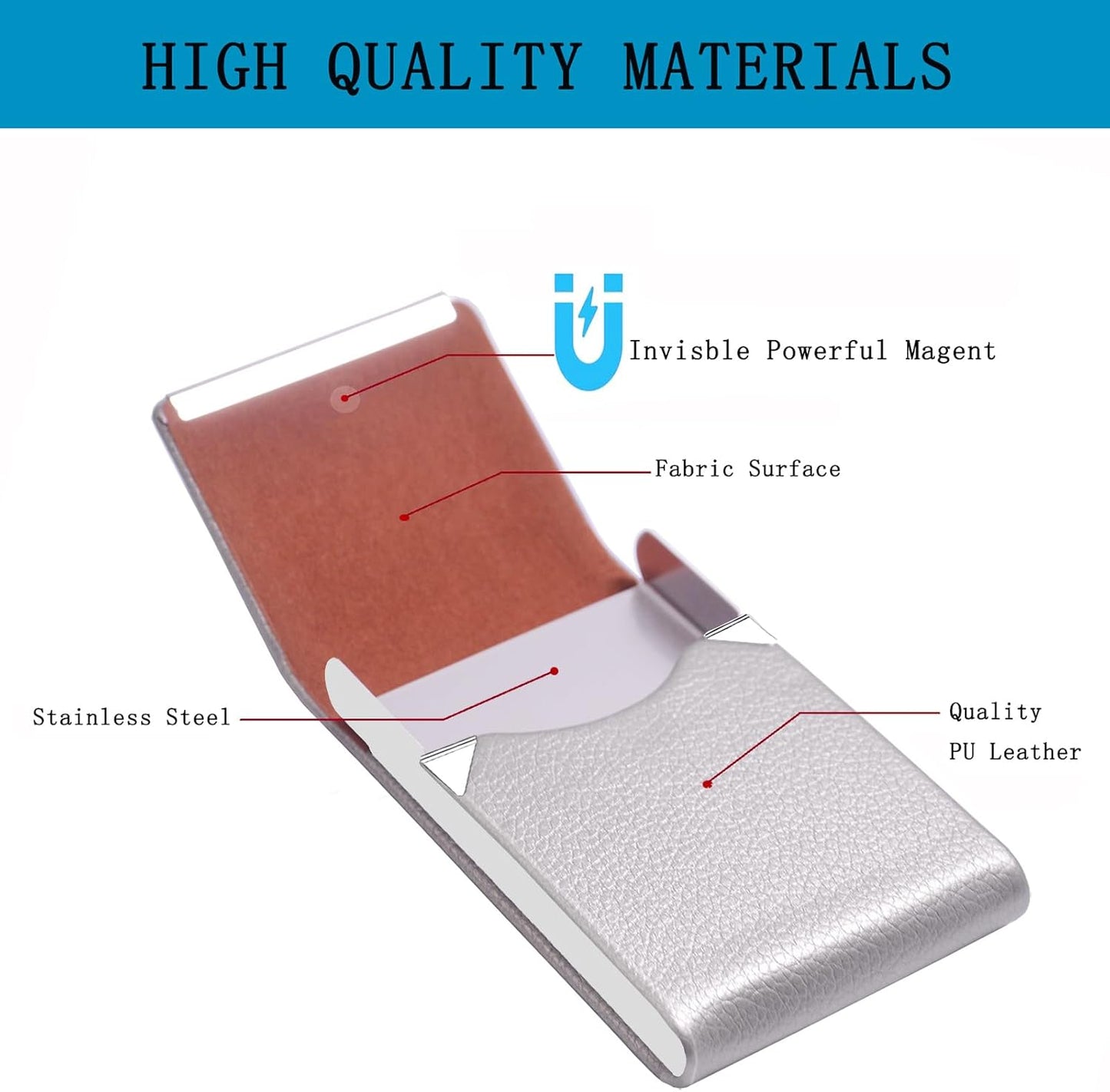 Business Card Holder with Ultra Slim Design,Business Card Case with Premium PU Leather,Suit Pocket Metal Card Holder for Women/Men,Professional Name Card Holder with Magnetic Shut (Black1)