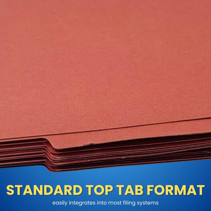 1InTheOffice Classification Folders, 2 Dividers, Heavy-Duty Pressboard Cover, Letter Size, Brick Red, 6 Fasteners,20 Pack