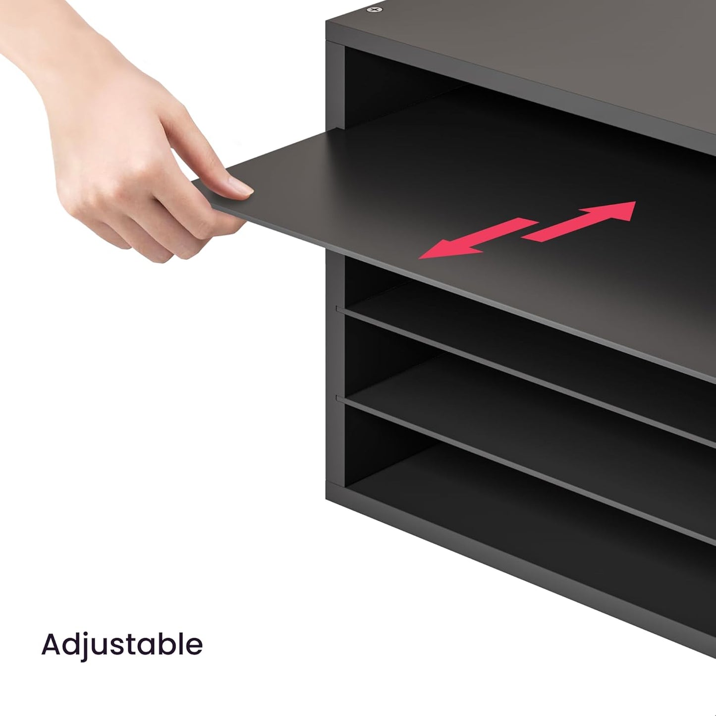 Ballucci 4-Tier Paper Organizer for Desk, Stackable Tray, Desk Storage Organizer Shelves, Stacking Letter Paper Tray Sorter for Classroom Office, Black