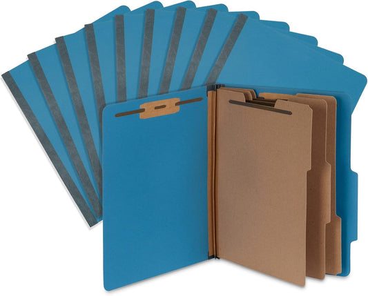 Blue Summit Supplies Dark Classification Folders, 3 Dividers, Letter Size with 2 Inch Tyvek Expansions, Use for Organizing Medical Records & Client Files, Great as Lease Folders, 10 Pack