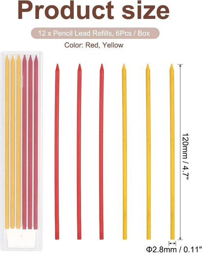 PATIKIL 12Pcs 2.8mm Carpenter Pencil Lead Refills, Solid Dry Pencil Refills Break Resistant Lead Refill for Mechanical Carpenter Construction Pencils Art Drafting, Multicolor