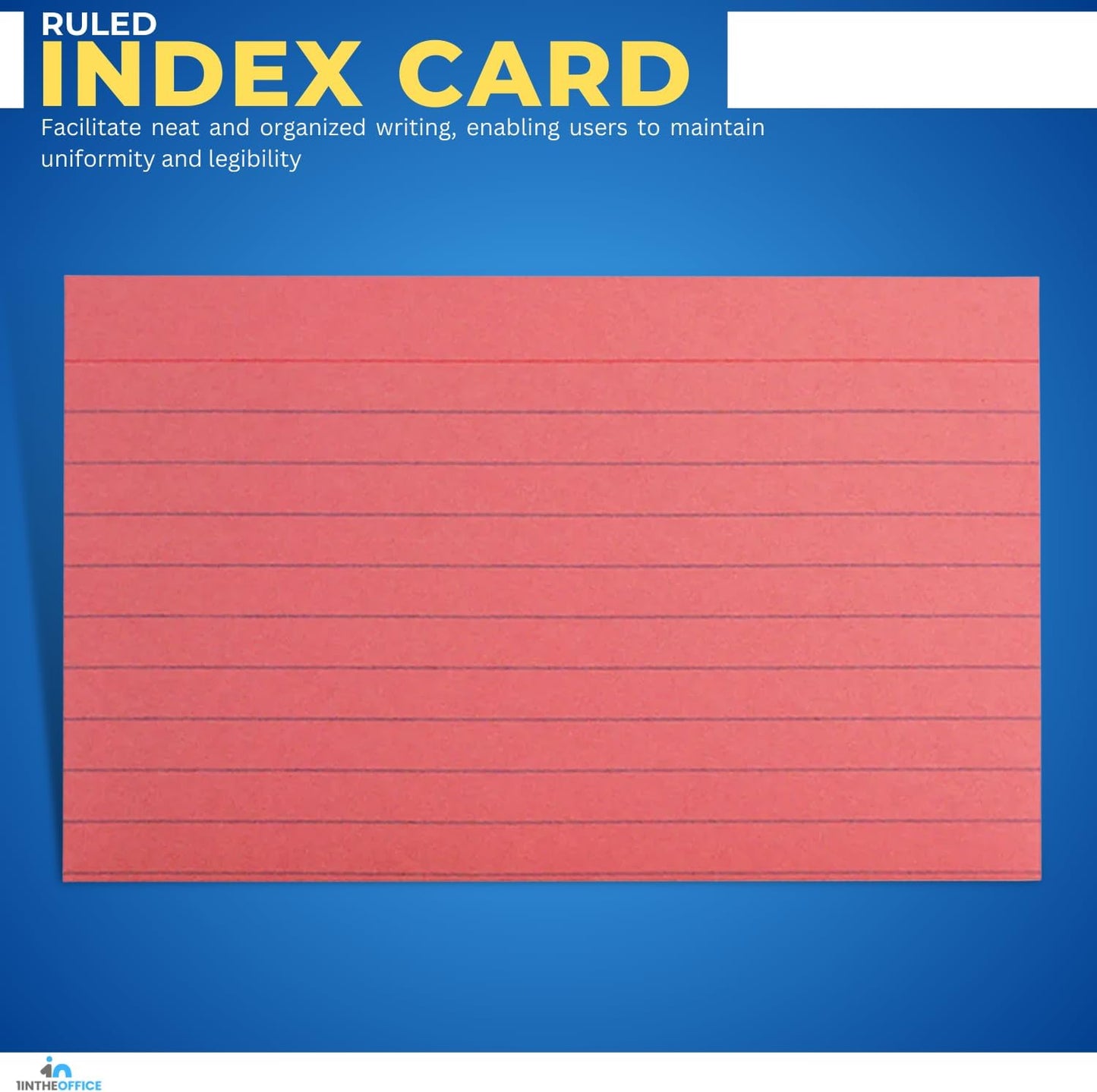 1InTheOffice Ruled Red Index Cards 3x5, Cherry Red, 200/Cards